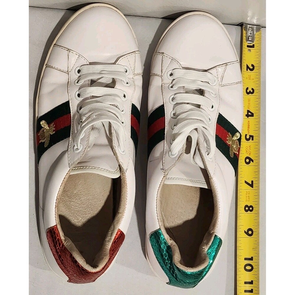 Gucci Ace Low-Top White Leather Bumblebee Sneakers White 40EU/8US Wom/6.5US Men - Picture 12 of 14
